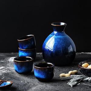 사케병 도쿠리 세트 주전자 레트로 블루 주병 디켄터 술병 호리병 사케