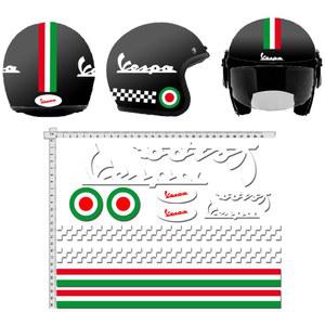 GamesMonkey 헬멧에 적합한 헬멧 스티커 Casco Kit Vespa rossso ROT Italia helma Viny Polished white