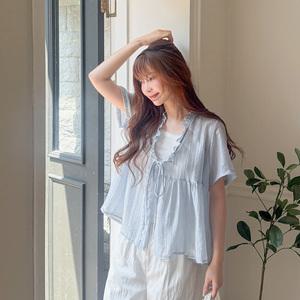 [빅사이즈]이블렛 엔유어 리오셀 프릴 리본 블라우스 제이스타일