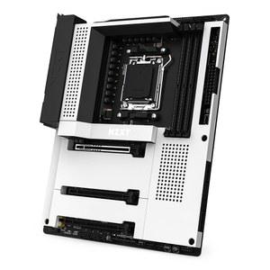 NZXT N7 B650E - AMD B650 칩셋 Ryzen 9000 8000 및 7000 시리즈 CPU(소켓 AM5) 지원 ATX 게이밍 마더보드 통합 후면 I/O 쉴드 DDR5 Wi-Fi 6E 화이트