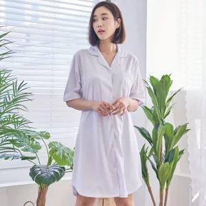 순면 올버튼 카라 셔츠 원피스