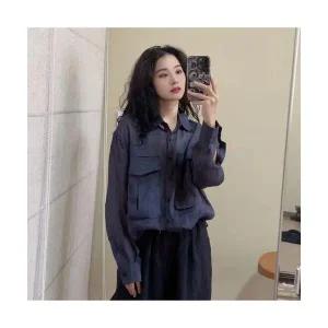 여성셔츠남방 여성셔츠 셔츠 캐주얼 투포켓 긴팔 상의 블라우스 모시 가을