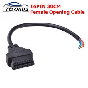 30CM 16Pin ODB2 여성 개방 케이블 커넥터 ELM327 확장 어댑터 OBD OBDII OBD2 오픈