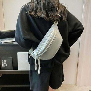 베이직 디자인 꽈배기 지퍼 스트랩 바디크로스 힙색