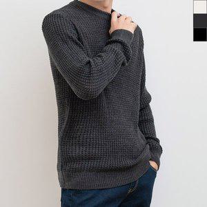 [KMG]남성 가을 겨울 루즈핏 라운드넥 와플 데일리 니트