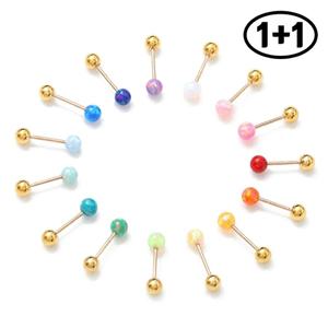 [미니아트][1+1] 3mm 오팔 14K 금침 골드 데일리 컬러 볼 피어싱