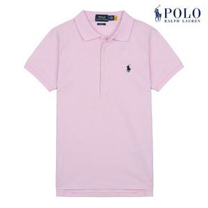 [POLO RALPH LAUREN] 폴로 랄프로렌 여성 슬림핏 스트레치 반팔 카라티 핑크 [5 버튼]