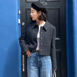 [온앤온] 탈부착 카라 트위드 크롭 자켓 NEW3WJ209