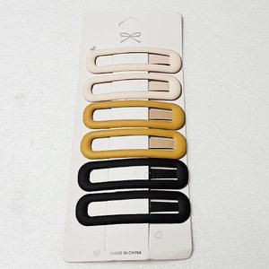 얌뚱이  둥근사각핀6개세트 머리핀 헤어 악세사리 검정 칼라 큰 긴 선물 예쁜