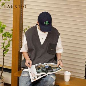 EAMT 남자 조끼 봄가을 헤비 나시 남녀공용 루즈핏 풀오버 니트 EUNG3