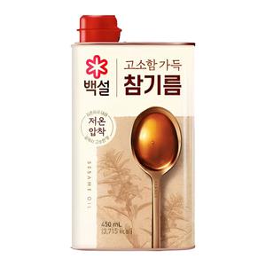 백설 고소함 가득 참기름 450ml 캔