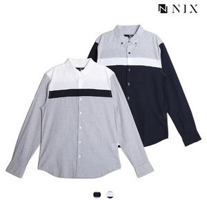 [닉스][닉스]남성 필라필 컬러 블럭 테이프 배색 버튼다운 셔츠_FNMFCSL103P