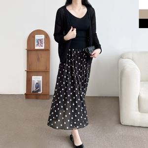 블레오 여성 봄 여름 시스루 레이어드 볼레로 긴팔 가디건