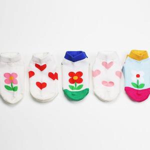 꽃그림 여자 아이 데일리 여름 양말 5족 발등 망사