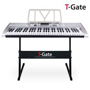 [토이게이트]TYPE-C 컨트롤러 전자 피아노 실버/교습용/디지털/61키/풀옵션/스탠드포함/생일/선물/T-GATE