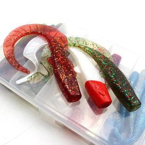 찌케이스 14pcs 대형 9g 14g 소프트 미끼 바다 낚시 태클 wobbler 지그 실리콘 벌레 새우 세트