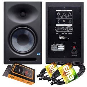 직조 복합 LF 드라이버, 1.25인치 실크 돔 HF 드라이버, 중력 자석 휴대폰 홀더가 있는 EBM 도파관 및 EMB XLR 케이블 번들이 포함된 프리소너스 에리스 E8 XT 8인치 파워 스튜디오 모니터 8인치