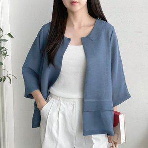 [옷자락]여자 여름 중년룩 엄마옷 모던 노카라 A라인 자켓_P364511265