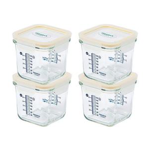글라스락 베이비 눈금 이유식용기 큰용량 270ml 사면결착캡 4조
