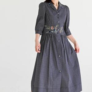 [비꼴리끄]코튼 허리 디테일 자수원피스 B252WO3170