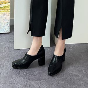 국내 수제화 발편한 가보시 통굽 로퍼 청키 힐 6cm