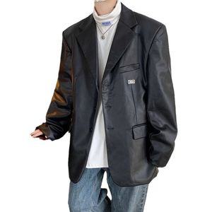 남성 지금딱 정장 자켓 블랙 PU가죽 코트 남봄 빅사이즈 스몰 깡패 가죽 재킷 OOTD1
