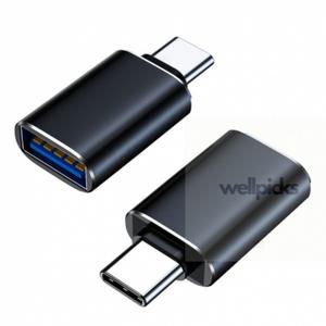 웰픽스 USB 3.0 A TO C타입 OTG젠더 블랙 USBC타입변환젠더 이어폰변환