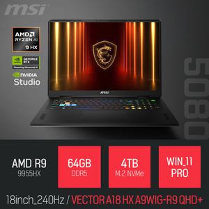 ⓒ MSI 벡터 A18 HX A9WIG-R9 QHD+ 64GB 4TB WIN11 / 18인치 포토샵 동영상 편집 캐드 게임 AI 노트북
