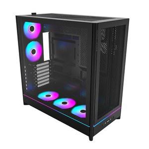 MONTECH HS01 PRO, ATX 미드 타워 PC 케이스, 게이밍 PC, 고풍량, 리버서블 레이아웃, 메시 전면 패널, 5배 AGB PWM 팬 사전 설치, 싱크인 디자인, 도구 없는 블랙