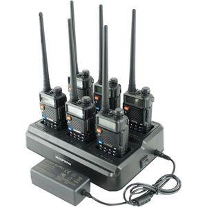 바오펭 UV-5R 듀얼 밴드 2웨이 라디오 핸드헬드 햄 장거리 워키토키 6개 세트(검정색) + 6웨이 충전기