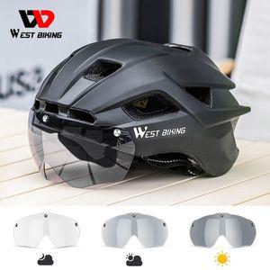 자전거 헬멧 어반 전기 전동 킥보드 고글 핼맷 WEST BIKING 사이클링 LED 라이트 광변색 렌즈 남성용 안전