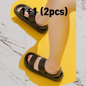 벨카마 1+1 블랙 235에서 240 굽높은 여성 여자 샌들 쌘들 슬리퍼 여름 미끄럼방지 쿠션 여행 해변