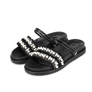 바바라 양가죽 보석 스트랩 여성 플랫 샌들 4cm_AAH343
