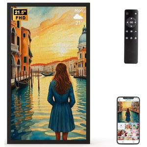 대형 디지털 액자 21.5인치 - 32GB 듀얼 WiFi IPS 패널, APP 이메일을 통한 사진 동영상 공유, 무제한 클라우드 스토리지, 홈 데코용 벽걸이, 엄마 아빠를 위한 선물