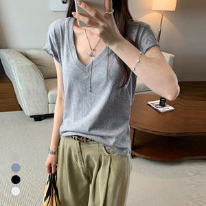 KARRA 딥브이멜란지티셔츠_A5M1024