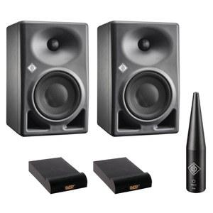 노이만 KH 120 MKII 액티브 5.25인치 양방향 스튜디오 모니터(무연탄, 쌍) 번들 MA 1 모니터 정렬 마이크 및 2X Auray IP-S 격리 패드