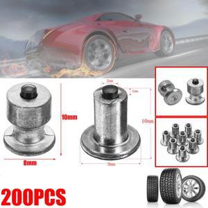 200pcs 겨울 휠 매트 카펫 러그 자동차 어 스터드 8x10mm 나사 스노우 스파이크 체인 신발 ATV 바이크 오토