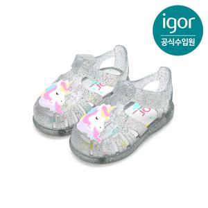 [롯데백화점]이고르 토비 유니콘 젤리슈즈 글리터 클리어 키즈샌들 IGSDL6M2TR by트래드후스