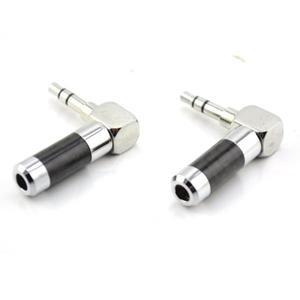 호환 로듐 도금  3.5mm 3 극 스테레오 수 플매트 카펫 러그 탄소섬유 90 도 어댑터 솔더 커넥터 4 개입