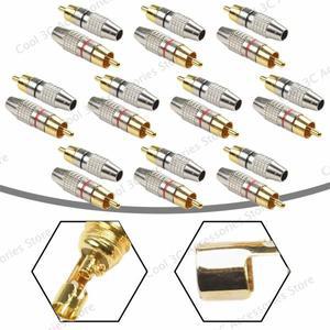 호환 50pcs RCA 남성 커넥터  케이블 플매트 카펫 러그 비디오 CCTV 카메라 솔더 프리  비 어댑터