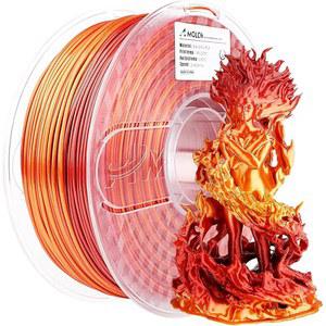 아몰렌 실크 PLA 그라디언트 3D 프린팅 필라멘트, 1KG 스풀 1.75mm 반짝이는 레드 골드 프린터 필라멘트 2.2파운드 더 밝은 새 버전, 및 펜과 호환 가능