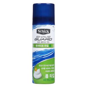 쉬크 쉐이브가드 센서티브 라임폼 60ml 휴대용 여행용 쉐이빙 면도 거품 폼 크림 젤