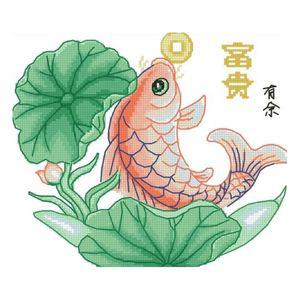 금전잉어도 실 십자수 패키지 (도안+원단+실+바늘)