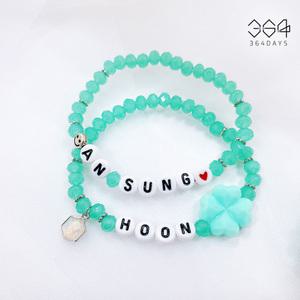 364days 2개set 안성훈 굿즈 민트색 크리스탈 팔찌 이니셜 응원 팔찌세트