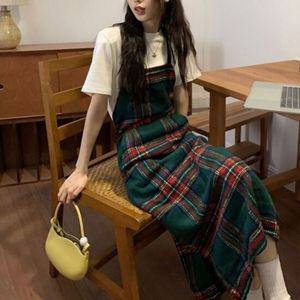 뷔스티에 멜빵 봄원피스 체크  봄