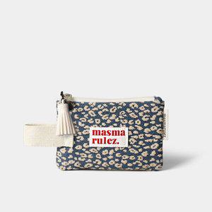 [마스마룰즈]Mini strap pouch _ 니트 레오파드 네이비