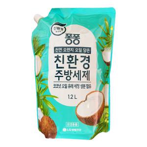 LG생활건강 퐁퐁 코코넛 친환경 주방세제 리필 1.2L x5개