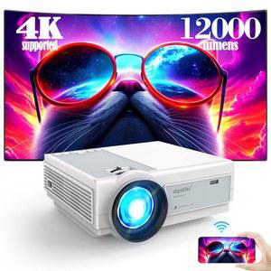 미니 프로젝터, 5G 와이파이 블루투스 스타틀라스 12000L 네이티브 1920*1080 P 비디오 실외 HDMI /USB와 호환되는 홈 시어터, 휴대용 영화 비디오용(화이트그리스)