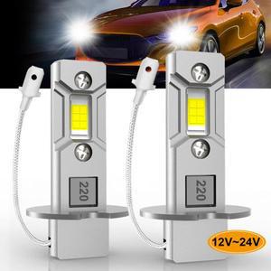 H3 LED 헤드라이트 전구 캔버스, 선풍기 없는 하이 빔, 자동차 트럭 안개등 운전 램프, DRL 12V -24V, 6500
