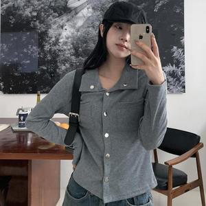 카라넥티셔츠 슬림핏 슬렌더 봄긴팔 오픈 딱붙 흰티